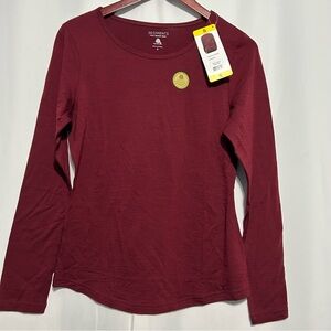Segments Womens Merino Wool Long Sleeve Base Layer Sz Sm Dark Red NWT